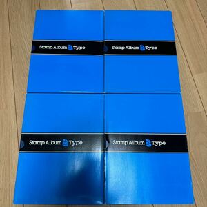 ストックブック　Stamp Album BType テージーSB-30Nスタンプアルバム　青4冊まとめ　ケース付き　縦約27cm横約20.3cm 台紙8枚16ページ6段