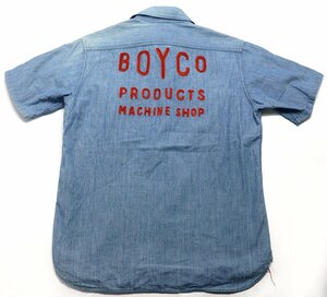 SugarCane (シュガーケーン) Chambray S/S Work Shirt W/EMB