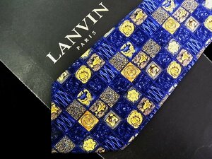 ♪今週の特売980円～♪3038♪良品【LANVIN】ランバン【花 装飾 スクエア 柄】ネクタイ♪