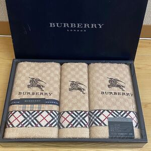 BURBERRY バーバリー フェイスタオル2枚　 ウォッシュタオル1枚　ベージュ　ホースマーク刺繍　no.186