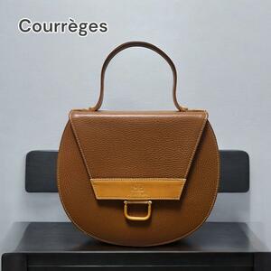 【1点限り】Courrges クレージュ ハンドバッグ 2way レザー キャメル