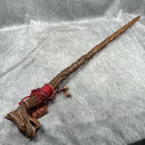 アンティーク ドラゴン 龍 彫刻 木製ステッキ 杖 紳士用 全長88cm ビンテージ 中国美術 (RF-336)