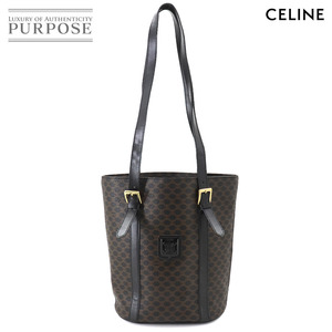 セリーヌ CELINE マカダム柄 トート バッグ PVC レザー ブラック ブラウン ゴールド 金具 ヴィンテージ Macadam Tote Bag 90258450