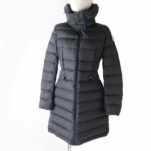 美品☆MONCLER モンクレール FLAMMETTE フラメッテ ワッペン・フード付き ZIP UP ロングダウンコート ダークグレー 0 レディース