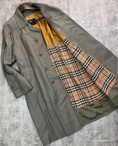 未使用級!!!XXL!!! 完全!!圧倒的な光沢カシミヤ&シルク 定価24万●BURBERRY LONDON●ステンカラーコート バーバリーコート メンズ カーキ