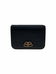 BALENCIAGA◆3つ折り財布/レザー/BLK/メンズ