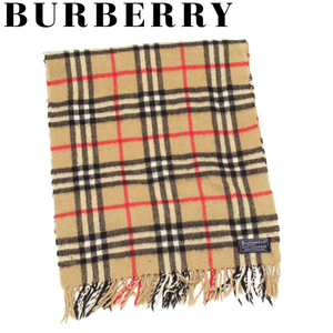 バーバリー マフラー フリンジ付き レディース メンズ チェック BURBERRY 中古