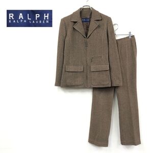 1D2392-K-S◆良品 RALPH RALPH LAUREN ラルフローレン セットアップ◆size9 キャメル ジャケット&パンツ ウール 総裏 ジップアップ