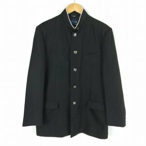 学生服 学ラン 185A 男子 富士ヨット 上着 ウール混 佐賀東高校 ラウンドカラー カシドス 黒 中古 ランクC a3 JJ5100