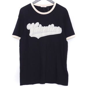 VALENTINO ロゴパッチクルーネックTシャツ XLサイズ ネイビー 1V3MG11Z8QJ ヴァレンティノ 半袖カットソー Logo cotton jersey Tee