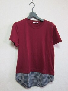 CARVEN Tシャツ S レッド すそ切り替え カルヴェン