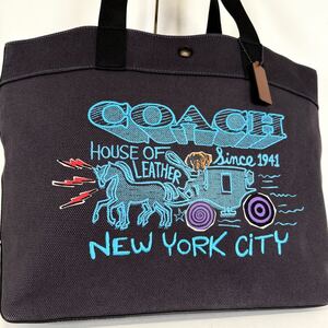 1円~新品同様/入手困難品 コーチ COACH トートバッグ ハンドバッグ 肩掛け デニム レザー A4可 大容量 レディース メンズ