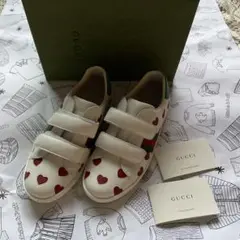 GUCCI kidsハート柄 ベルクロ スニーカー33（21cm）白