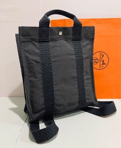 HERMES ● 新品同様 エールライン MM リュックサック バック エルメス グレー シルバー金具 バッグ