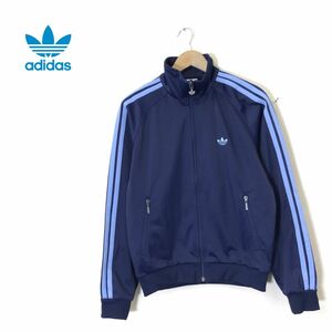 1K2310-D◆old◆ adidas アディダス トラックジャケット ジャージ トレフォイル ロゴジップ ◆ sizeL ネイビー 紺 ポリエステル 古着