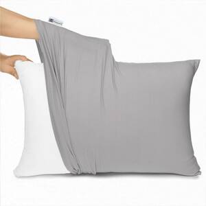 枕カバー のびのび枕カバー まくらカバー 綿 Tシャツ素材 グレー よく伸びる 封筒式 35×50 小さめ 無地 柔らかい さらさ