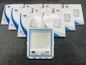 【30日間保証付き 】極薄型 LED投光器 100W 10個セット 広角120° 昼光色6000K 11000LM IP67 作業灯 駐車場灯 防水 屋外