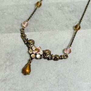 ミハエルネグリン　Michal Negrin ネックレス フラワー　ラインストーンアクセサリー アンティーク調　レディース　A50