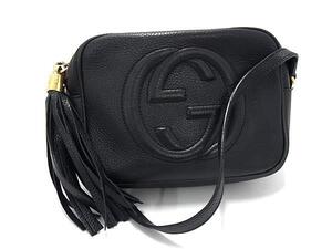 1円 GUCCI グッチ 308364 520981 インターロッキングG ソーホー レザー クロスボディ ショルダーバッグ 斜め掛け ブラック系 FE7276