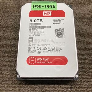 HDD-1476 激安 HDD8TB 3.5インチ SATA 30143時間 内蔵HDD WD WD80EFZX-68UW8N0 Crystaldiskinfoにて正常品 中古