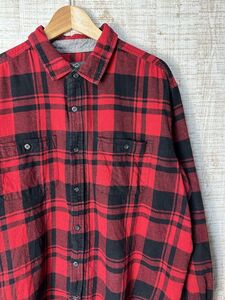 ☆超ビッグサイズ US古着 Eddie Bauer エディバウアー ネルシャツ チェック柄 レッド赤×ブラック黒【2XL/XXL】コットン　　　　　◆4072◆