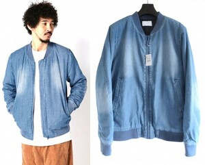 定価1.9万 17A/W LHP DENIM VINTAGE MA-1 JKT M インディゴ デニム ヴィンテージ加工 中綿 MA-1 ジャケット 新品