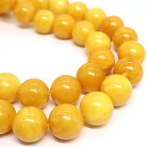 1円〜!!《天然本琥珀ネックレス》F 約24.8g 約45.0cm 約9.8-10.0mm珠 アンバー ロイヤルアンバー amber necklace jewelry BJ1/EA0 E633