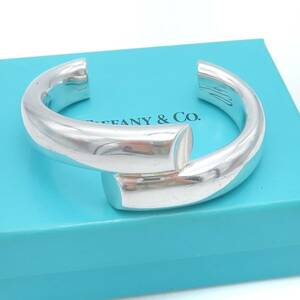 極希少 Tiffany&Co. ヴィンテージ ティファニー オーバーラップ シルバー カフ バングル SV925 ブレスレット ダブル HH304