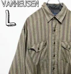 usa古着 VANHEUSEN ネルシャツ　L ブラウン　チェック