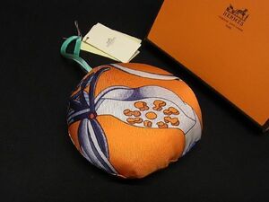 ■新品■未使用■ HERMES エルメス プティアッシュ シルク オーナメント バッグチャーム オレンジ系×マルチカラー AI5617UZ