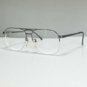 ◆BALENCIAGA バレンシアガ ヴィンテージ 眼鏡フレーム メガネ 56□15 140 ガンメタ系 シルバー ティアドロップ メンズ ダブルブリッジ