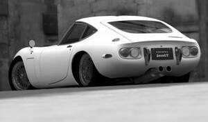 トヨタ 2000GT 前期型 ワイヤースポークホイール 1967年 名車 モノクロ 絵画風 壁紙ポスター 特大 979×576mm（はがせるシール式）020S1