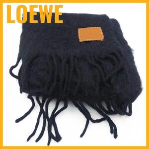 ロエベ LOEWE マフラー ストール モヘヤ ブラック アナグラム ロゴ 希少 F655254X01 レディース ファッション