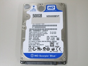 WD 500GB 10932時間 WD5000BEVT ウエスタンデジタル HDD 2.5インチ