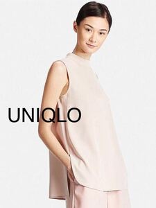 ユニクロ　UNIQLO ハイネックブラウス ノースリーブ M 送料トップス