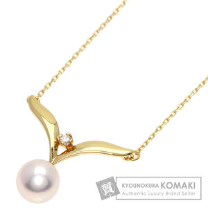 MIKIMOTO ミキモト パール 真珠 1P ダイヤモンド ネックレス K18イエローゴールド レディース 中古