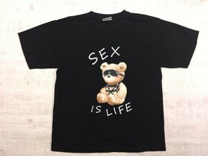 Brilliant ブリリアント ユニーク プリント ハーネス・テディベア クマ ベア かわいい 半袖Tシャツ メンズ L 黒