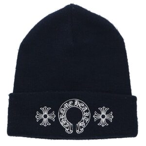 クロムハーツ 帽子 WOOL WATCH CAP/ウールワッチキャップ CHプラスホースシューステッチアクリル帽子 中古 OM10