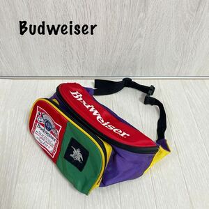 美品　希少 90s Budweiser バドワイザー レトロ　ヴィンテージ　ウエストポーチ ウエストバッグ　マルチカラー　ボディバッグ カラフル