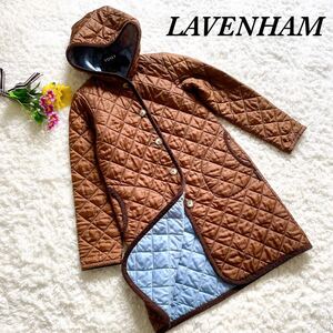 未使用級☆LAVENHAM ラベンハム キルティング ロングコート ブランドン ブラウン 38 M