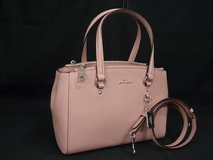 1円 ■極美品■ COACH コーチ レザー 2WAY ハンドバッグ ショルダー 斜め掛け レディース ライトピンク系 FL0400