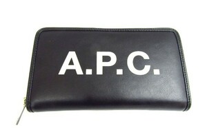 A.P.C. アーペーセー ロゴ ラウンドファスナー ロングウォレット 財布 中古品 ◆14149