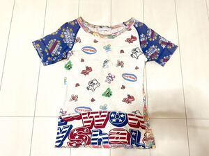 80s 90s 初期 HYSTERIC GLAMOUR ヒステリックグラマー 総柄 ロゴ m&m タバスコ ソース Ｔシャツ ニット 希少 ヴィンテージ 入手困難 NO1209