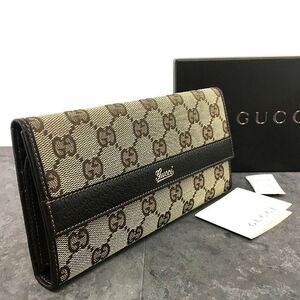 ☆送料無料☆ 未使用品 GUCCI 長財布 131852 GGキャンバス ベージュ ブラウン 544