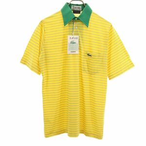 未使用 アイゾッドラコステ 70s 80s ヴィンテージ デッドストック ボーダー柄 半袖 ポロシャツ S イエロー IZOD LACOSTE メンズ