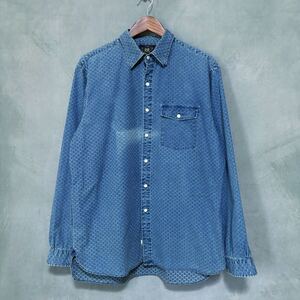 Polo Ralph Lauren ポロラルフローレン Alaska Sport Shirt ウォバッシュ ストライプ シャンブレー シャツ size.L インディゴ 希少 変色有