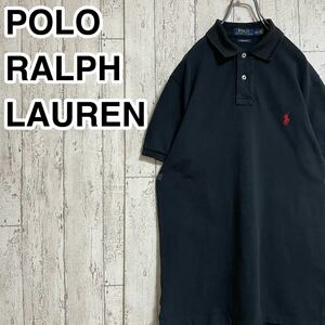 【人気アイテム】ポロラルフローレン POLO RALPH LAUREN 半袖 ポロシャツ Mサイズ ブラック レッドポニー 刺繍ロゴ