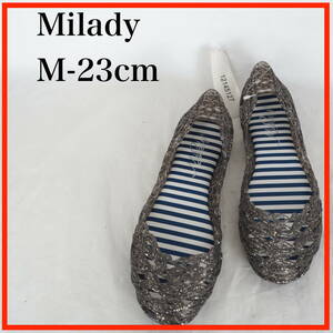 MK9861*Milady*ミレディ*レディースバレエシューズ*M-23cm*濃いグレー系