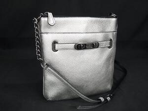 1円 ■極美品■ COACH コーチ 36501 スワッガー レザー ショルダーバッグ 肩掛け レディース シルバー系 FL0477