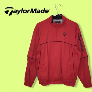 ★TaylorMade/テーラーメイド★メンズ ハーフジップ プルオーバー ジャケット ブルゾン ゴルフウェア 赤 レッド size M 管:B:12